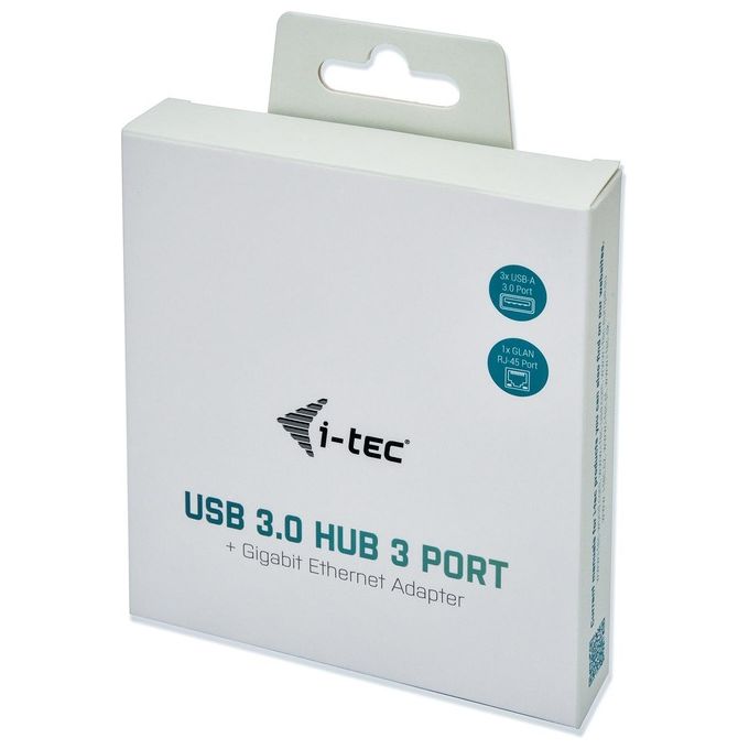 I-tec U3METALG3HUB Metal Hub USB 3.2 Gen 1 Type-A 3 Porte con Adattatore Gigabit Ethernet RJ-45 5000 Mbit-s colore Grigio