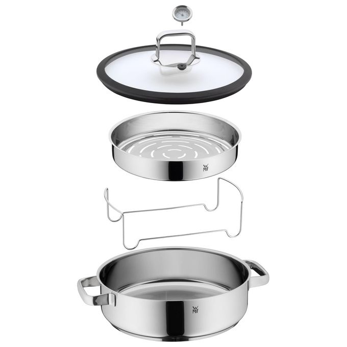 WMF Vaporiera Vitalis cm 28 cm 5 lt con Coperchio in Vetro con Guarnizione in Silicone Termometro Estraibile