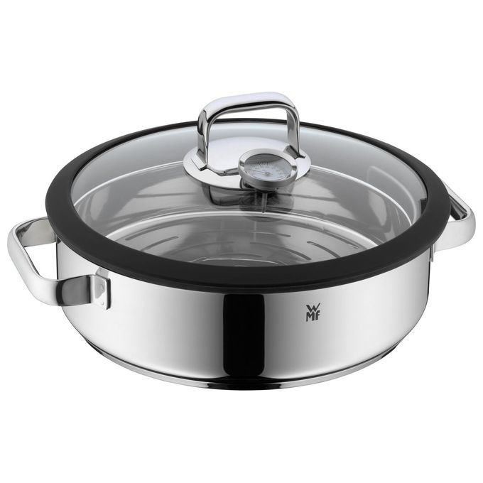 WMF Vaporiera Vitalis cm 28 cm 5 lt con Coperchio in Vetro con Guarnizione in Silicone Termometro Estraibile