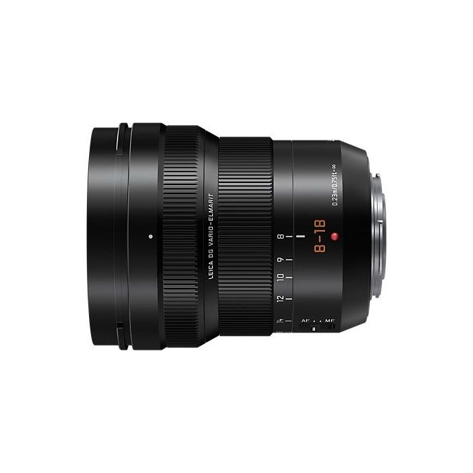 Panasonic H-E08018E Obiettivo Leica DG Vario-Elmarit 8-18mm f-2.8-4.0 Micro Quattro Terzi 15 elementi 67 mm colore Nero