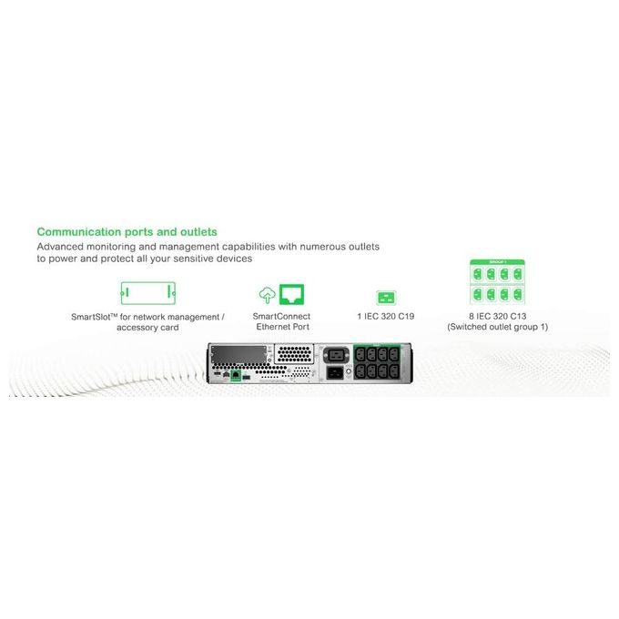 APC SMT3000RMI2UC Smart-ups Gruppo di continuita' 3000va Montaggio a Rack 2U lcd Smartconnect
