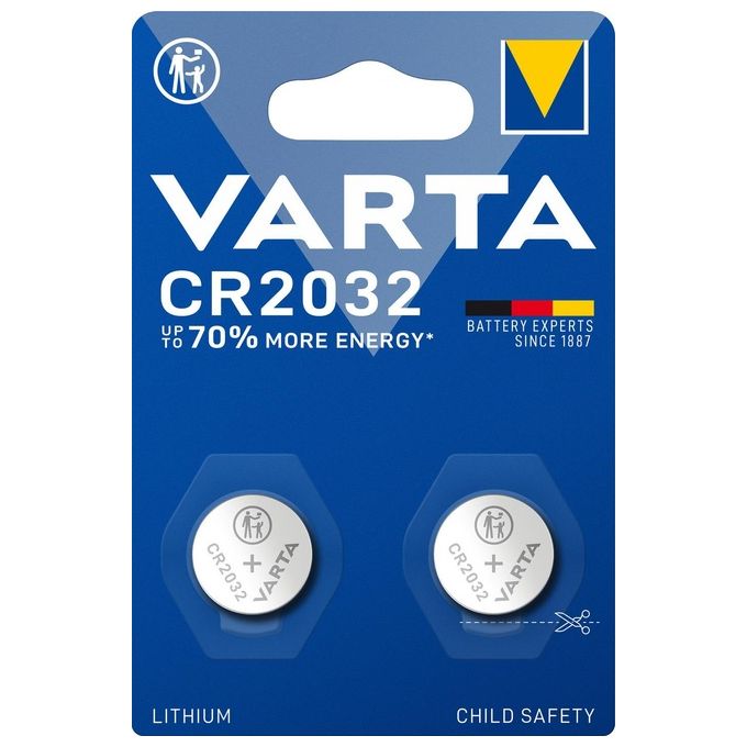 Varta CR 2032 Batterie a Bottone al Litio da 3V Blister da 2 Pezzi