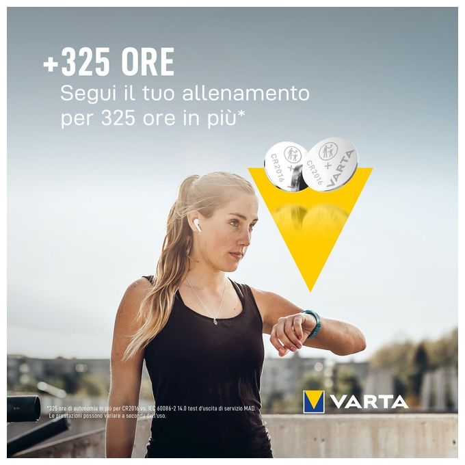 Varta Cr2016 Batterie a Bottone al Litio da 3V 2 Pezzi