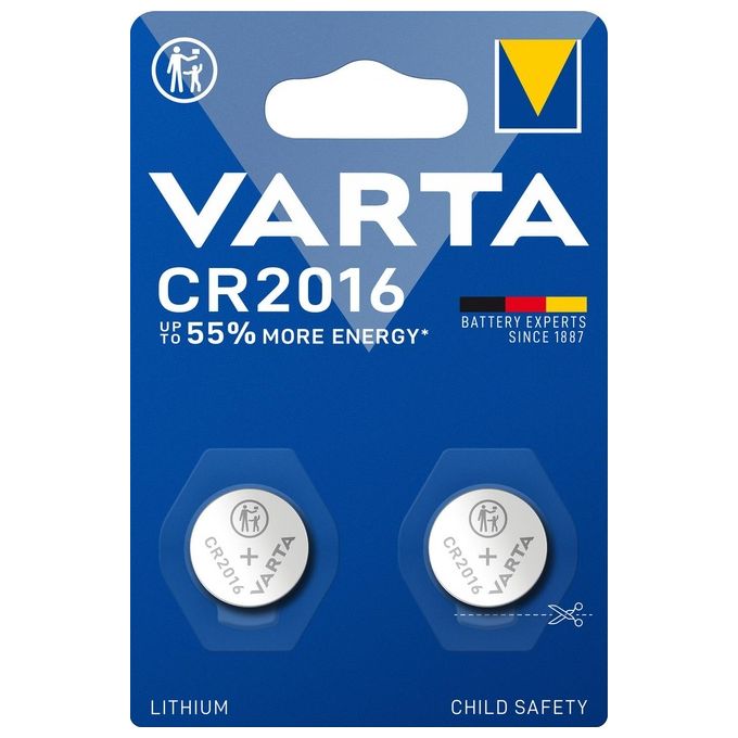 Varta Cr2016 Batterie a Bottone al Litio da 3V 2 Pezzi