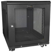 StarTech RK1233BKM Armadio Rack Server 19'' 12U 4 Montanti Profondita' Regolabile 450 Kg con Ruote Ripiano 1U colore Nero