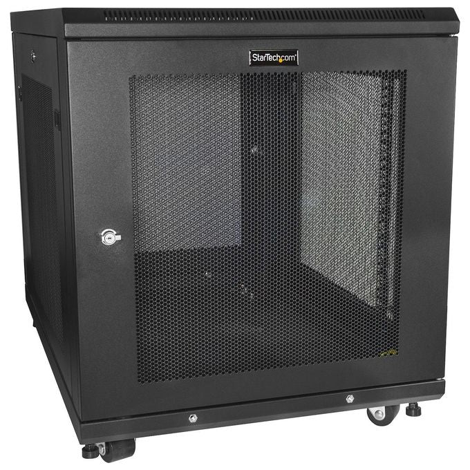 StarTech RK1233BKM Armadio Rack Server 19'' 12U 4 Montanti Profondita' Regolabile 450 Kg con Ruote Ripiano 1U colore Nero