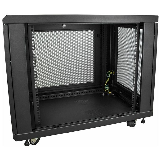 StarTech RK1233BKM Armadio Rack Server 19'' 12U 4 Montanti Profondita' Regolabile 450 Kg con Ruote Ripiano 1U colore Nero