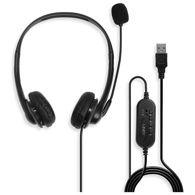 Lindy Cuffie Stereo Usb con Microfono Nero