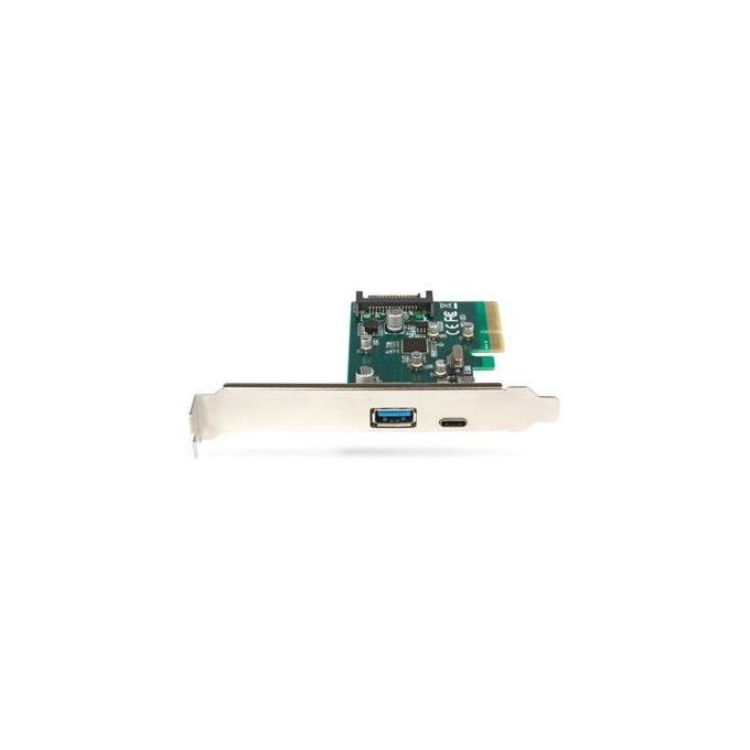 Hamlet HUSB312TCPCX Adattatore USB PCIe 2.0 x2 basso profilo USB-C 3.1 Gen 2 x 1 + USB 3.1 Gen 2 x 1