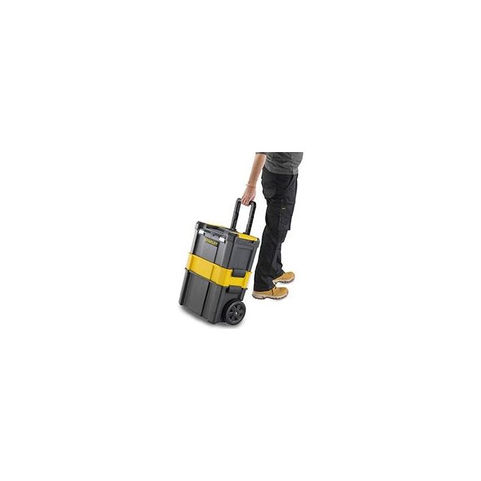 Stanley STST1-80151 Essential Carrello Porta Utensili 3 in 1 Trolley Modulare Ruote 7'' Capacita' 20 Kg colore Nero