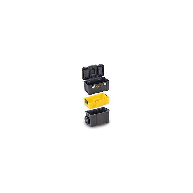 Stanley STST1-80151 Essential Carrello Porta Utensili 3 in 1 Trolley Modulare Ruote 7'' Capacita' 20 Kg colore Nero
