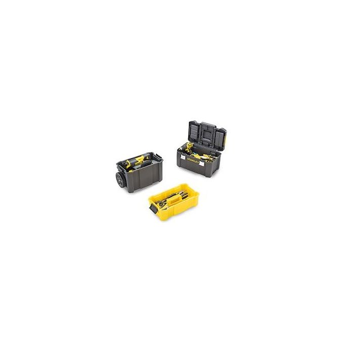 Stanley STST1-80151 Essential Carrello Porta Utensili 3 in 1 Trolley Modulare Ruote 7'' Capacita' 20 Kg colore Nero