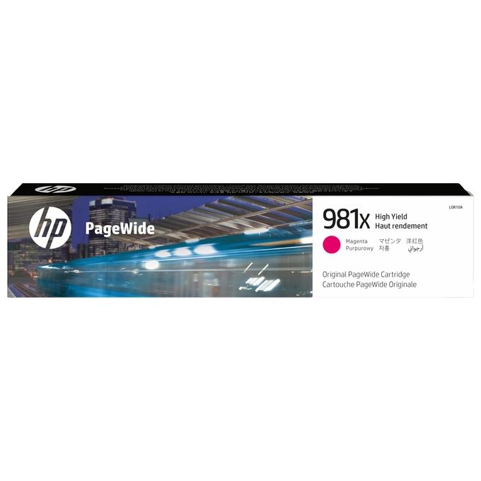 HP 981X L0R10A Cartuccia Inchiostro Originale, da 10000 Pagine, ad Alta Capacita', Compatibile con le Stampanti HP PageWide serie Enterprise Color 556 e Color Flow MFP 586z, Magenta