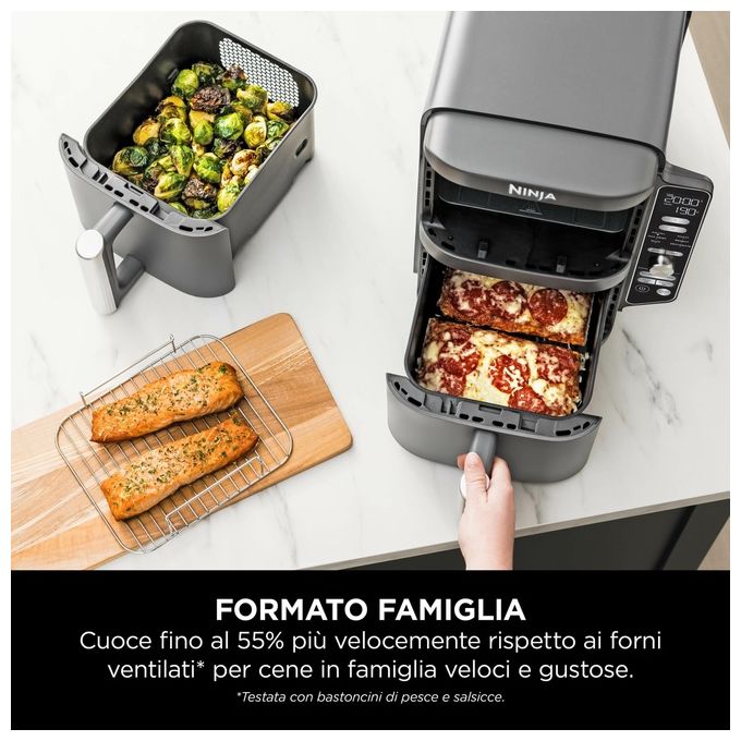 Ninja SL400EU Double Stack XL Friggitrice ad aria 9,5 L 2470 W 6 programmi doppio cestello colore Grigio