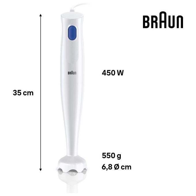 Braun MQ 10.001P Frullatore ad Immersione 600ml 450W Bianco