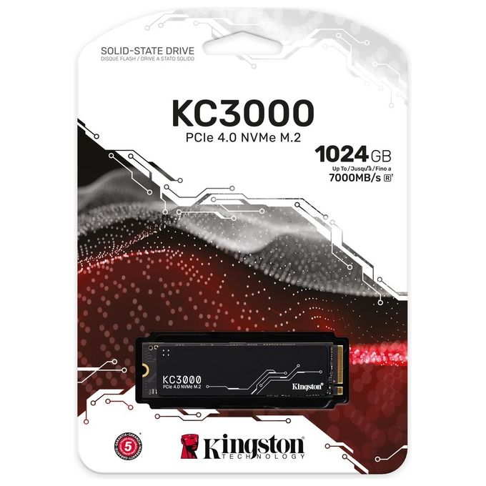 Kingston SKC3000S-1024G KC3000 SSD Interno M.2 1024GB PCIe 4.0 NVMe 3D TLC 7000-6000 MB-s