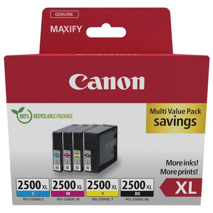 Canon 9254B010 PGI-2500 XL Cartuccia d'inchiostro Originale Resa Elevata Nero Ciano Magenta Giallo colore Nero Ciano Magenta Giallo