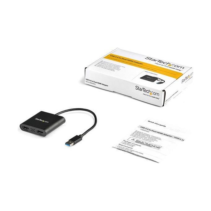 StarTech USB32HD2 Adattatore USB 3.0 a Dual HDMI 1x 4K 30Hz 1x 1080p 60Hz colore Nero