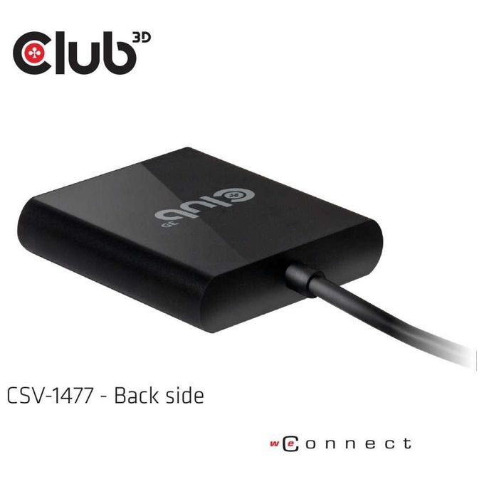 Club 3D Sense Vision Splitter Video USB3.1 a 2 Display Port 1.2 Dual Monitor 4K 60Hz Nero