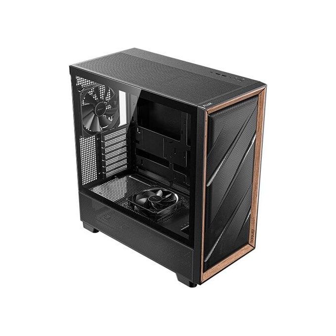 Antec FLUX Case PC Midi Tower Supporto E-ATX Pannello Laterale in Vetro Temperato e Inserti in Legno colore Nero