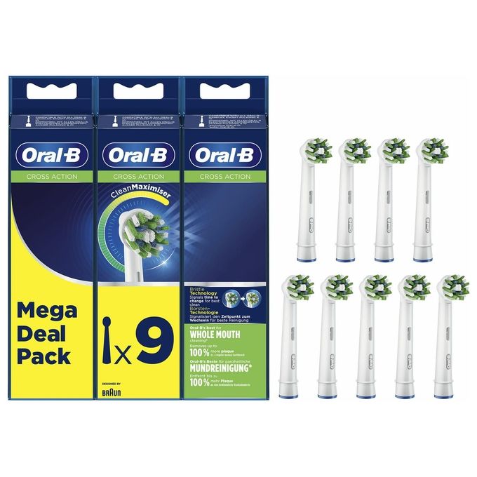 Braun Oral-B CrossAction Testina per Spazzolino 9 Pezzi Bianco