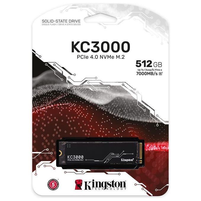 Kingston Technology SKC3000S-512G KC3000 SSD interno M.2 2280 PCIe 4.0 NVMe 512 GB velocita' lettura fino a 7000 MB-s colore Nero