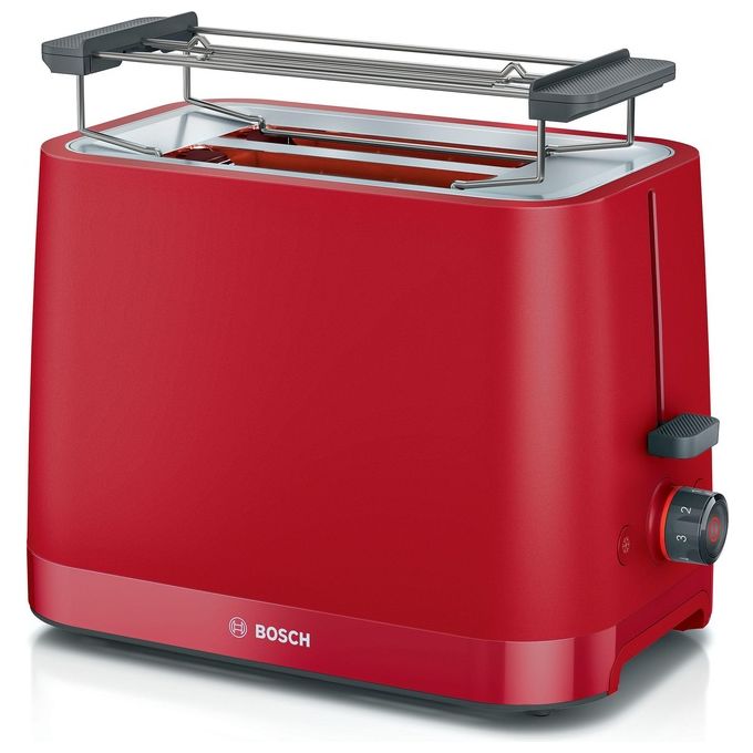 Bosch TAT3M124 MyMoment Tostapane Compatto 2 Fette 950 W con Funzione Scongelamento e Riscaldamento colore Rosso