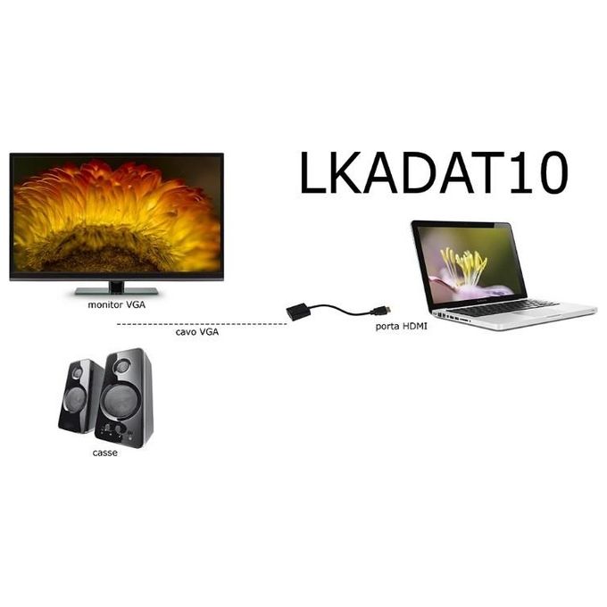 Link adattatore hdmi tipo a maschio a vga femmina con audio