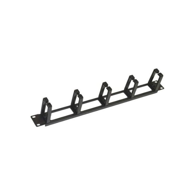 Link listello guidacavi forato per armadi 19'' (1 unita') nero con 5 ganci