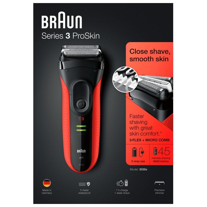 Braun Series 3 3030 Rasoio Elettrico a Lamina da Barba Ricaricabile Impermeabile