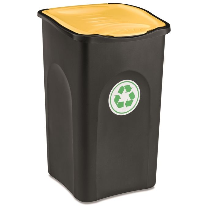 Stefanplast Pattumiera Ecogreen 37x37x56cm 50Lt Nero-Giallo