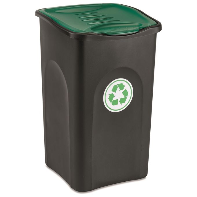 Stefanplast Pattumiera Ecogreen 37x37x56cm 50Lt Nero-Verde