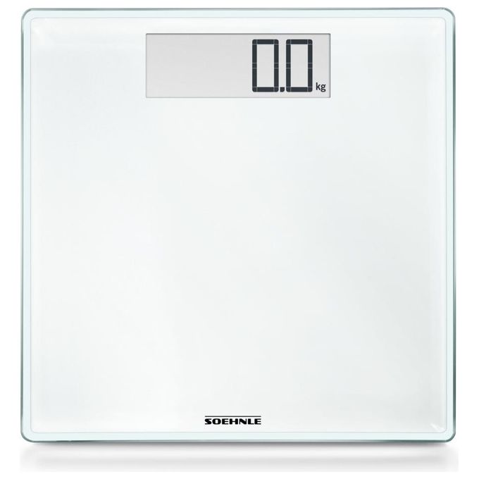 Soehnle Style Sense Comfort 100 Bilancia Pesapersone Digitale 180 Kg Display LCD vetro di sicurezza colore Bianco