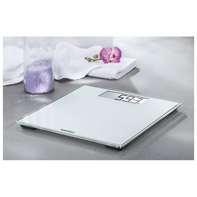 Soehnle Style Sense Comfort 100 Bilancia Pesapersone Digitale 180 Kg Display LCD vetro di sicurezza colore Bianco