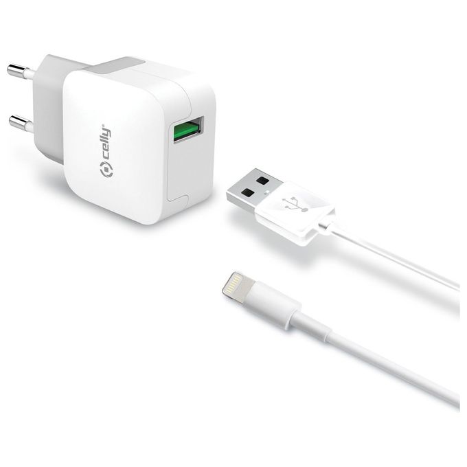 Celly TCUSBLIGHT KIT_ Caricabatterie 12W e cavo Usb - Lightning