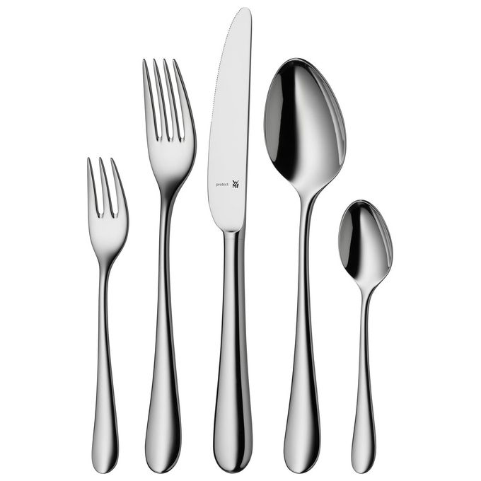 WMF 1140006341 Merit Set di Posate 66 Pezzi per 12 Persone in Acciaio Inox Cromargan Protect colore Argento