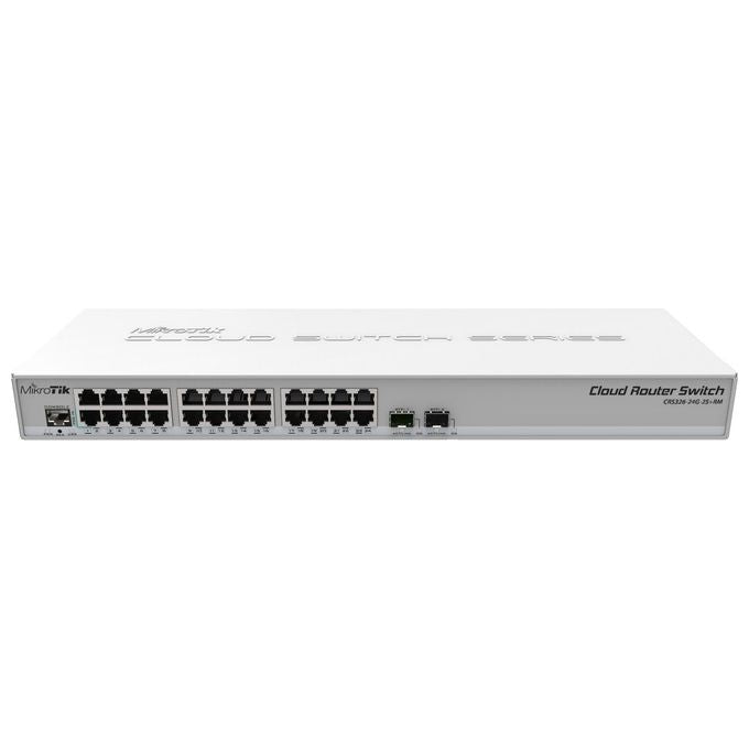 MikroTik CRS326-24G-2S+RM Cloud Router Switch Gestito 24 porte Gigabit 2 slot SFP+ 800 MHz 512 MB RAM montaggio rack colore Grigio