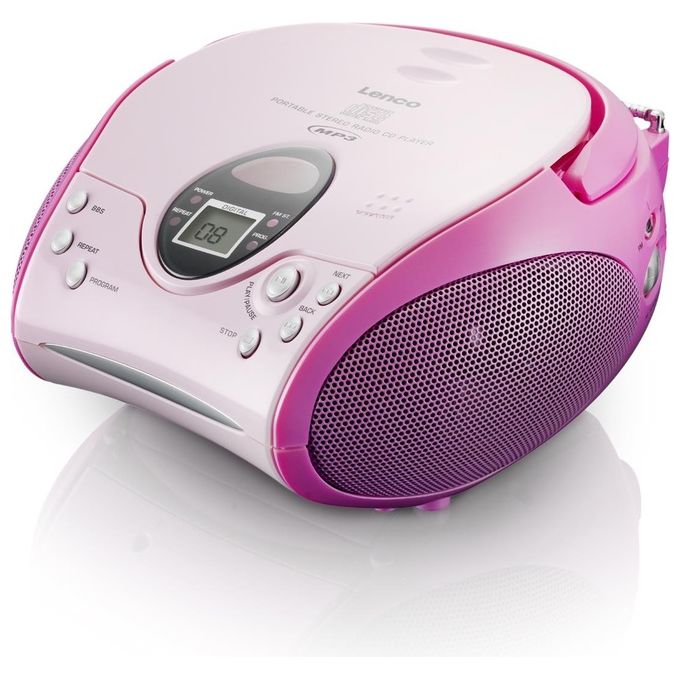 Lenco SCD-24 Stereo Boombox Radio FM Cd-Player Rosa