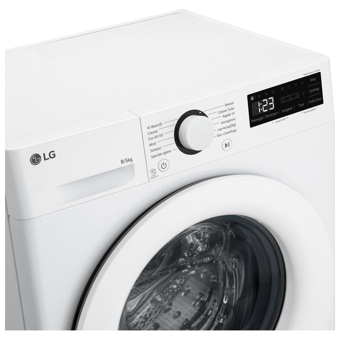 LG D2R3S08AIDD Serie R3 Lavasciuga Slim 8-5 Kg 1200 rpm Classe E AI DD Eco Hybrid Allergy Care (85x60x47.5 cm) colore Bianco