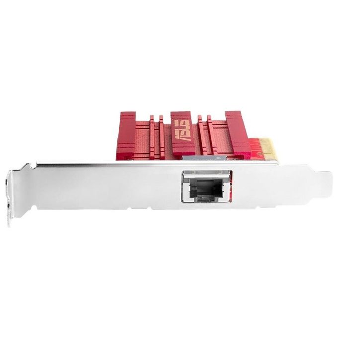 ASUS XG-C100C - Adattatore di rete PCIe 10GBase-T compatibile con le versioni precedenti con standard 5-2.5-1G e 100Mbps, una porta RJ45 e QoS integrato Rosso-Argento