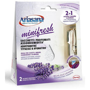 Henkel 2091955 Confezione 2 Buste Appendibili Assorbiumidita' Ariasana Minifresh per Armadi e Cassetti Profumazione Lavanda