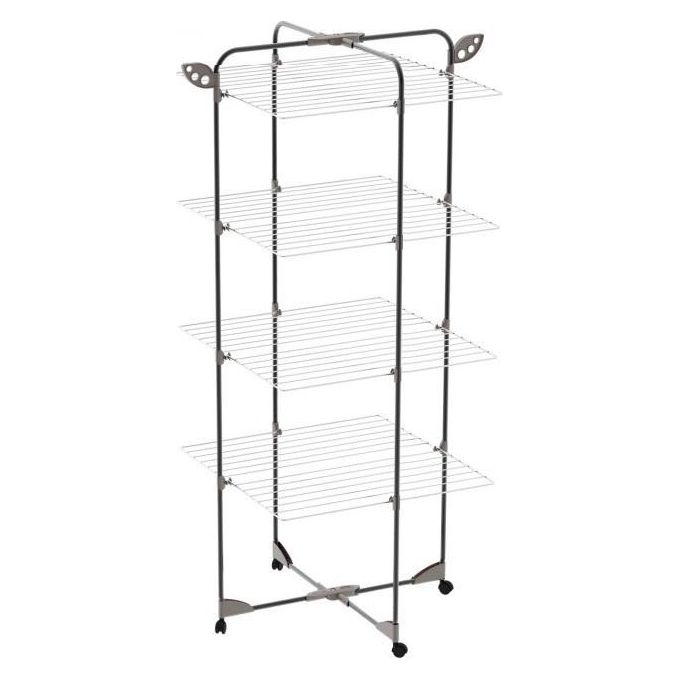Colombo ST194-4 CPF Alpina Stendibiancheria a Torre 40 m con Ruote e Portagrucce Ribaltabili colore Nero