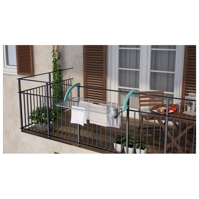 Colombo ST588 Balcony Stendibiancheria da Balcone 10 m Braccia Regolabili Ripiegabile colore Acciaio inossidabile