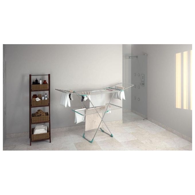 Colombo Stendibiancheria DOUBLE in alluminio leggero antiruggine con altezza regolabile e 30 metri di stenditura