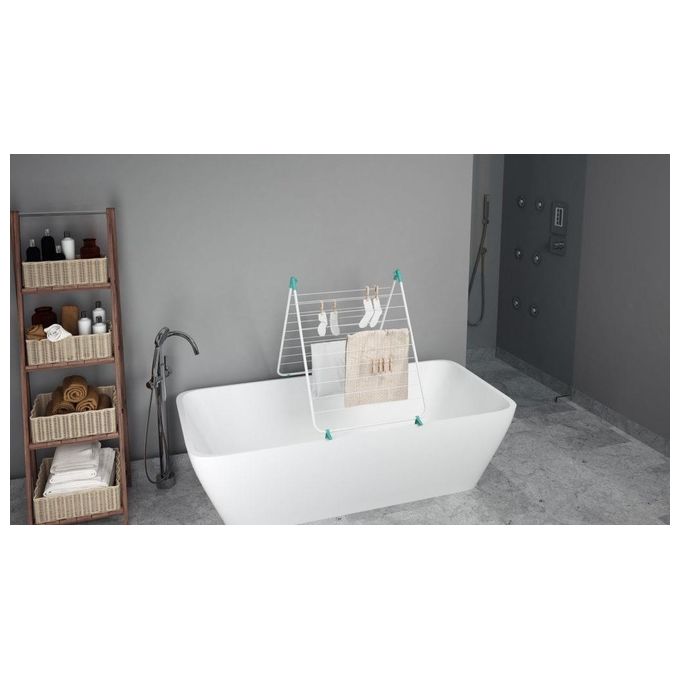 Colombo New Scal ST201 Simple Stendibiancheria per Vasca da Bagno 10 m Acciaio Verniciato Pieghevole colore Bianco Turchese