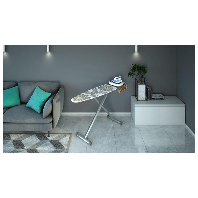 Colombo Asse stiro ALLUMINIA 125x44 totalmente in alluminio regolazione in multiposizione di altezza, poggiaferro portacaldaia in materiale altoresistenziale con piano in alluminio