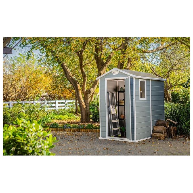 Keter Casetta da Giardino Manor 4X6 in Resina 130x192x198h Grigio
