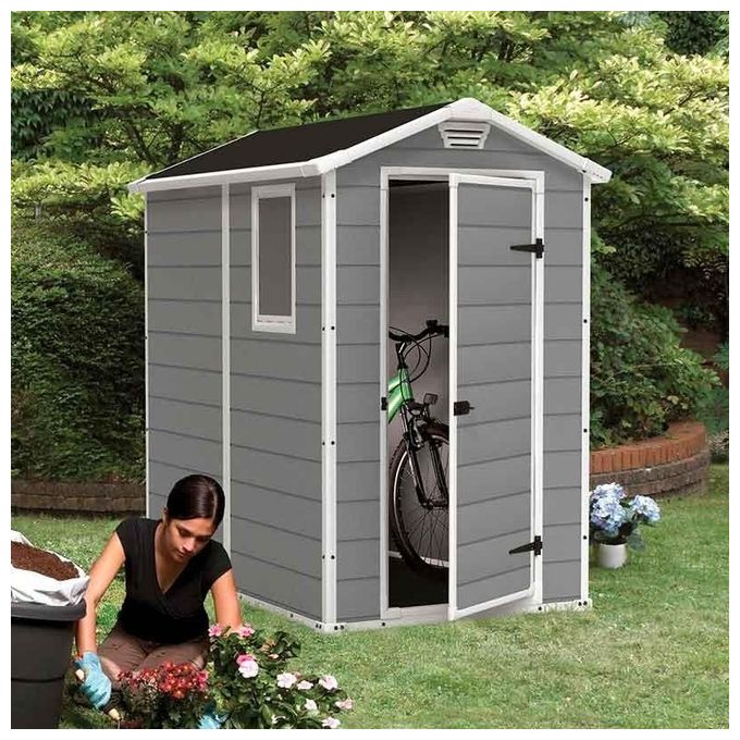Keter Casetta da Giardino Manor 4X6 in Resina 130x192x198h Grigio