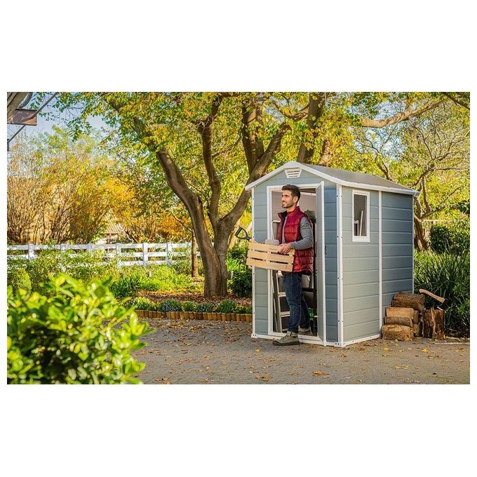 Keter Casetta da Giardino Manor 4X6 in Resina 130x192x198h Grigio