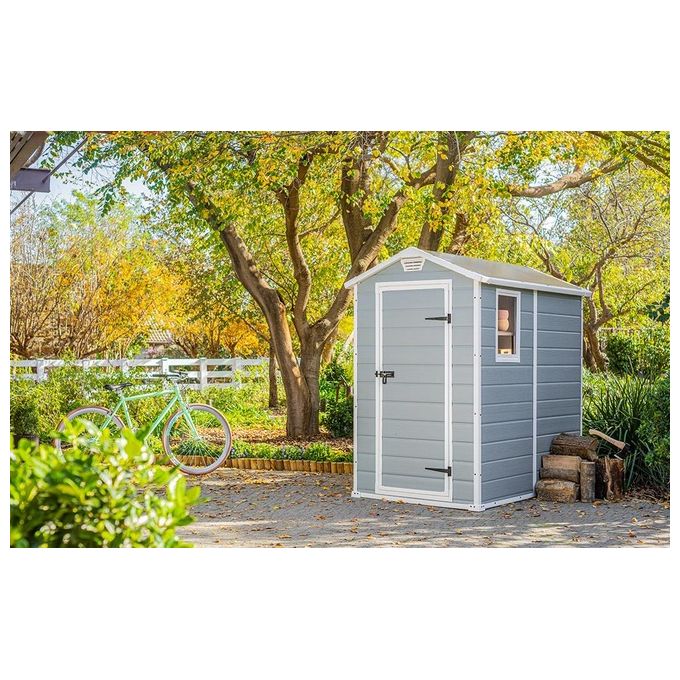 Keter Casetta da Giardino Manor 4X6 in Resina 130x192x198h Grigio